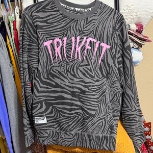 Trukfit Charcoal and Pink Zebra Pattern Sweatshirt